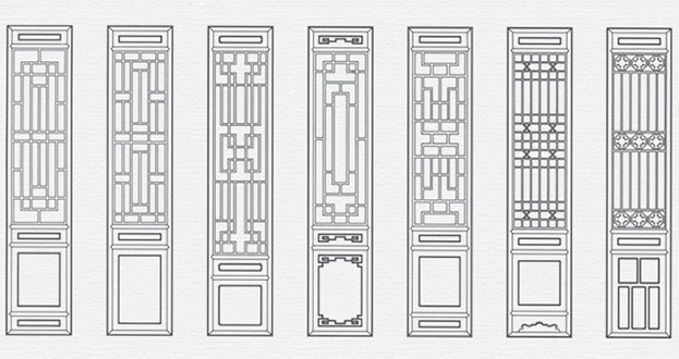 上犹常用中式仿古花窗图案隔断设计图